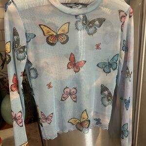 Nerd Fashion Shear Long Sleeve Ladies Top size Small Very Lightweight Very Shear